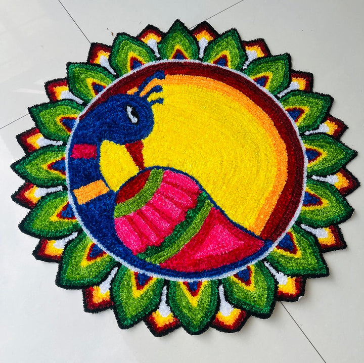 Woolan Rangoli Design ARTIFICIAL DESIGNER SOFT WOOLEN RANGOLI 3 FEET – Ghoomar cultural