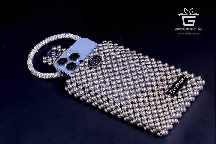 Designer mobile clutch, Ethnic beaded purse, Handcrafted purse for women, Crystal phone clutch, Party wear purse for women, clutch bag