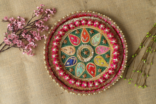 HANDMADE DECORATIVE PATCH STAILNESS POOJA THALI