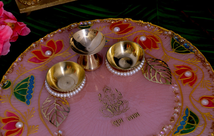  resin pooja thali, feather design, handmade, festive decor, traditional plate etc