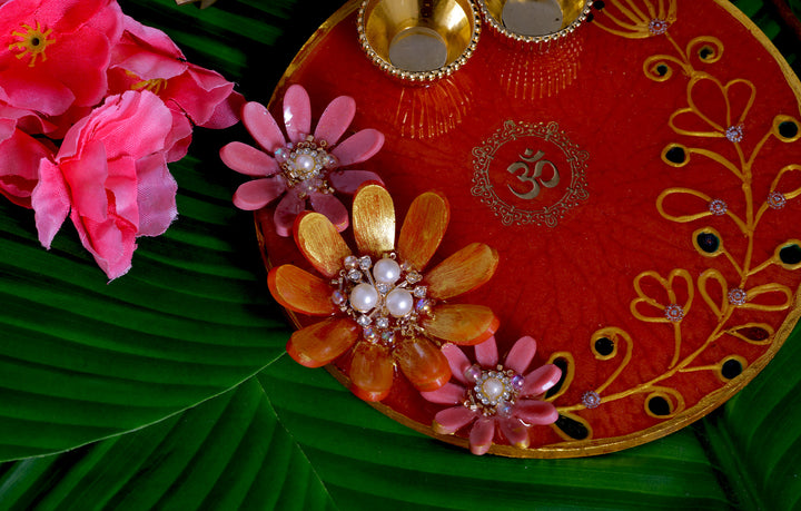  resin pooja thali, feather design, handmade, festive decor, traditional plate etc