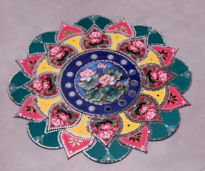 Hand-painted digital flower rangoli