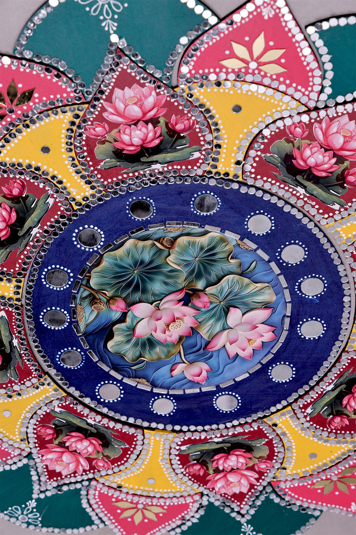 Hand-painted digital flower rangoli